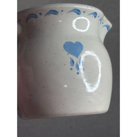 Stoneware Ceramic Creamer With Lid Blue Heart Design Unique Heart 7" - Picture 3 of 15
